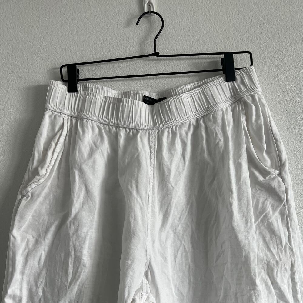 Tahari Essentials White Linen Wide-Leg Pants XL Clean Girl Coastal Grandmother - Picture 3 of 6